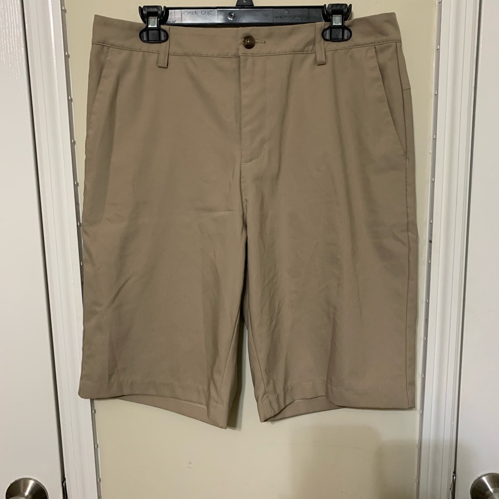 Adidas Tan Flat Front Shorts with Classic Design